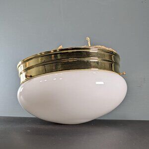 Vintage milk glass mushroom ceiling light gold toned ceiling trim